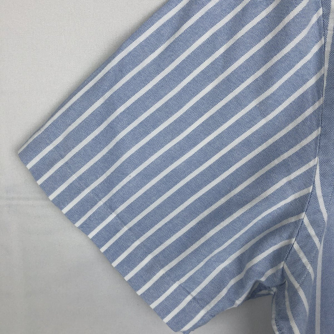 Ralph Lauren short sleeve button down striped shirt, men's size L cotton Blue type light blue Vintage Second Hand