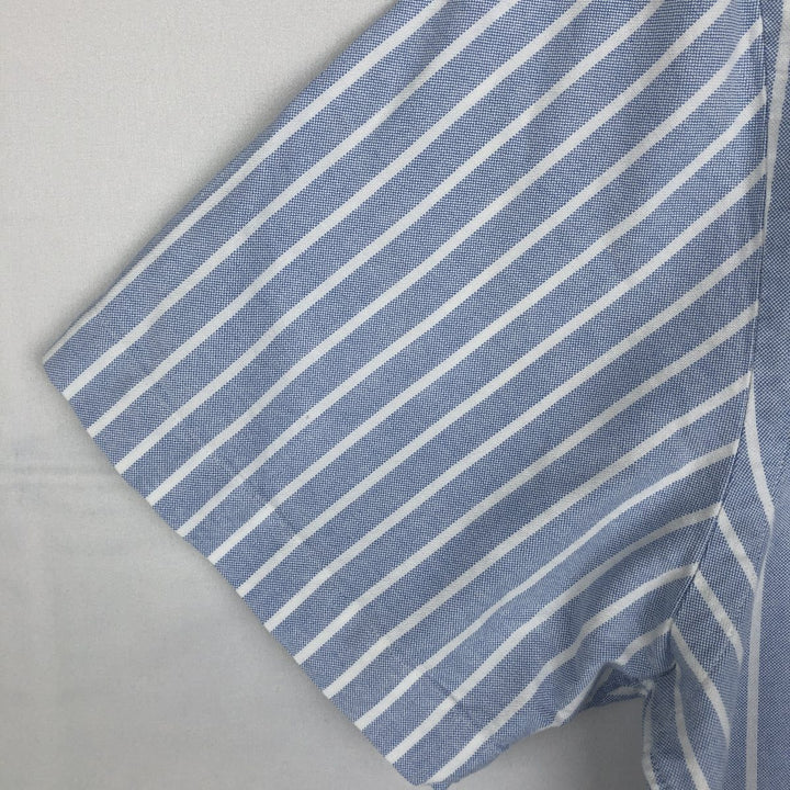 Ralph Lauren short sleeve button down striped shirt, men's size L cotton Blue type light blue Vintage Second Hand