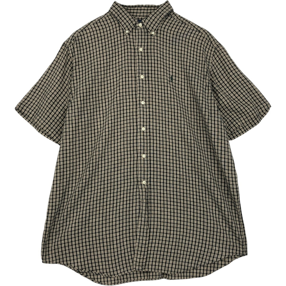 Ralph Lauren BLAKE short sleeve button down check shirt men's XL size cotton Beige type Vintage Second Hand
