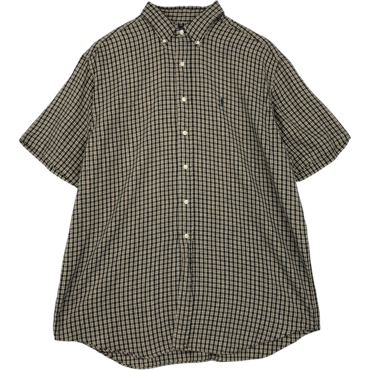 Ralph Lauren BLAKE short sleeve button down check shirt men's XL size cotton Beige type Vintage Second Hand