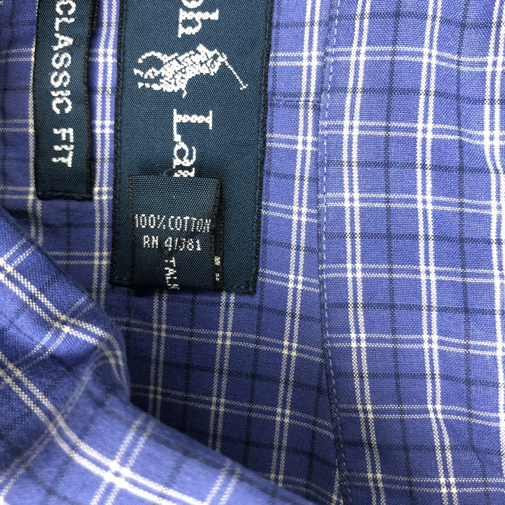 Ralph Lauren Classic Fit Short Sleeve Button Down Check Shirt Men's XXL cotton blue type Vintage Second Hand