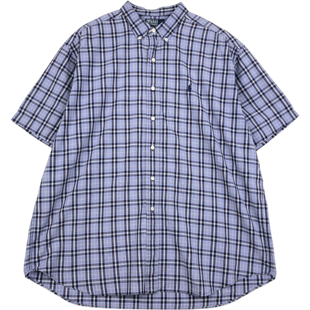 Ralph Lauren BLAKE short sleeve button down check shirt men's XL size cotton Blue type light blue Vintage Second Hand