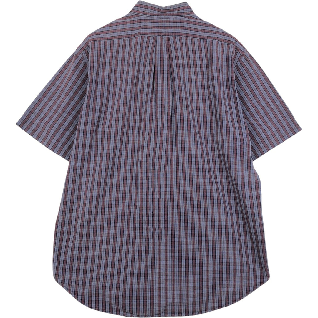 Ralph Lauren BLAKE short sleeve button down check shirt, men's size L cotton purple type Vintage Second Hand