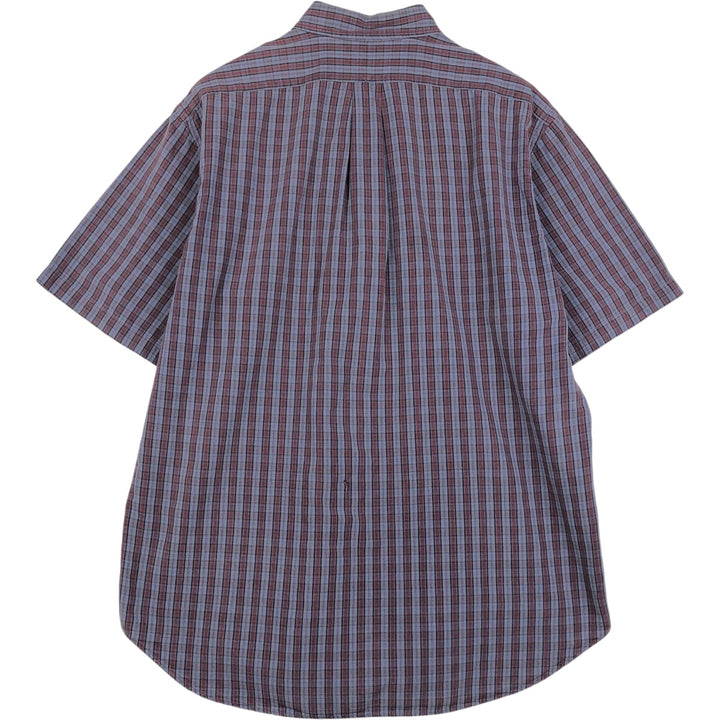 Ralph Lauren BLAKE short sleeve button down check shirt, men's size L cotton purple type Vintage Second Hand