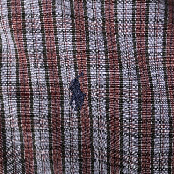 Ralph Lauren BLAKE short sleeve button down check shirt, men's size L cotton purple type Vintage Second Hand