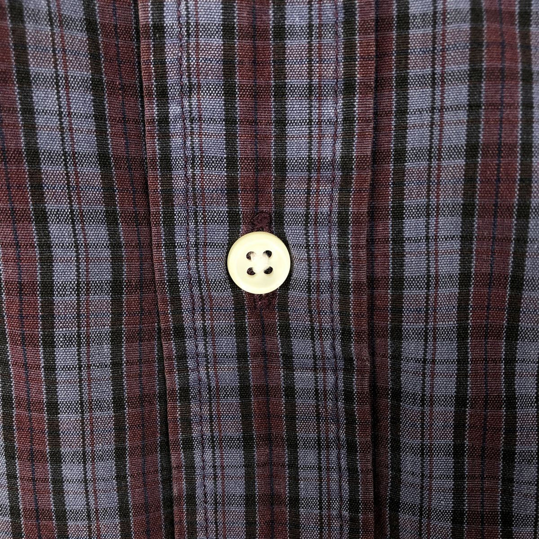 Ralph Lauren BLAKE short sleeve button down check shirt, men's size L cotton purple type Vintage Second Hand