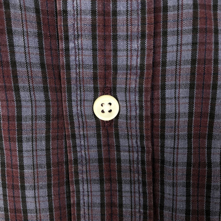 Ralph Lauren BLAKE short sleeve button down check shirt, men's size L cotton purple type Vintage Second Hand