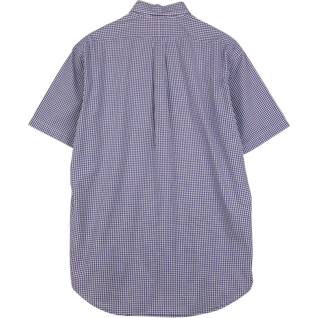 Ralph Lauren BLAKE Check Pattern Gingham Check Short-Sleeve Button-Down Check Shirt, Men's Size M (approx.) cotton purple type Vintage Second Hand