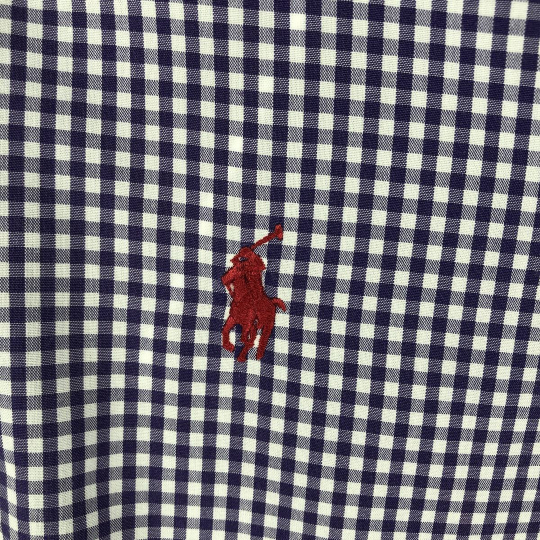 Ralph Lauren BLAKE Check Pattern Gingham Check Short-Sleeve Button-Down Check Shirt, Men's Size M (approx.) cotton purple type Vintage Second Hand