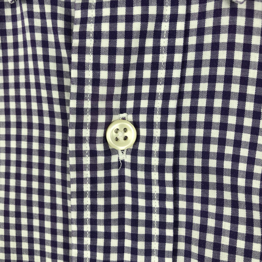 Ralph Lauren BLAKE Check Pattern Gingham Check Short-Sleeve Button-Down Check Shirt, Men's Size M (approx.) cotton purple type Vintage Second Hand
