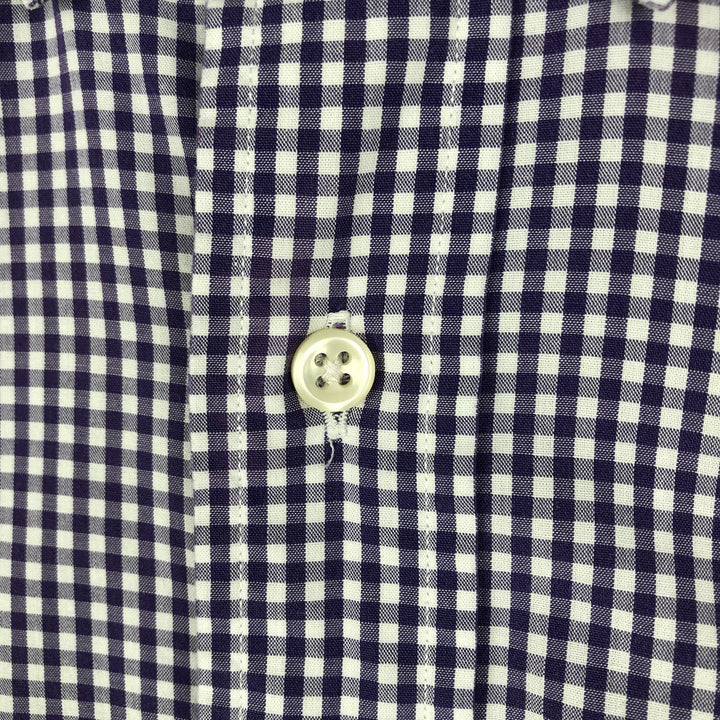 Ralph Lauren BLAKE Check Pattern Gingham Check Short-Sleeve Button-Down Check Shirt, Men's Size M (approx.) cotton purple type Vintage Second Hand