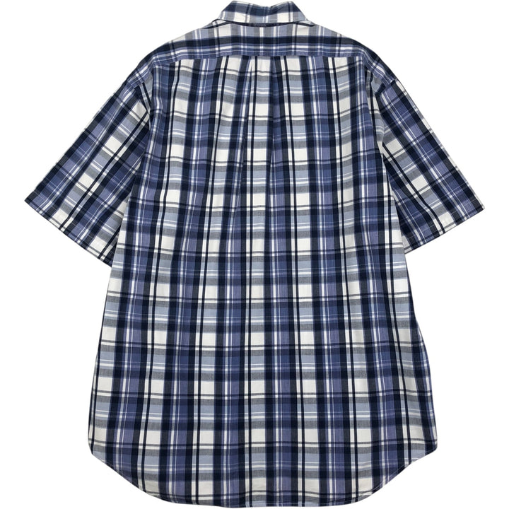Ralph Lauren BLAIRE short sleeve button down check shirt, men's size L cotton blue type Vintage Second Hand