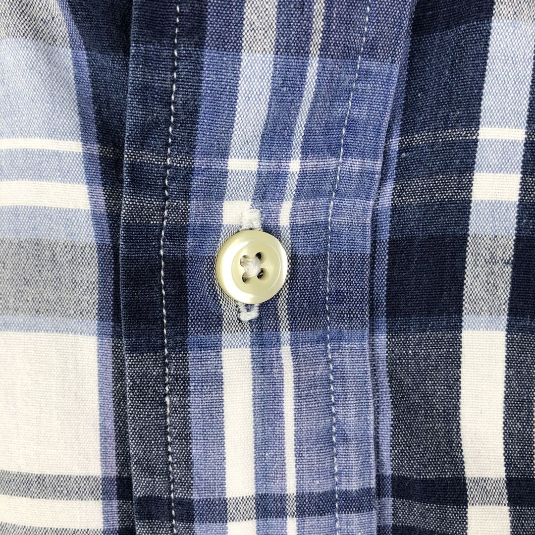 Ralph Lauren BLAIRE short sleeve button down check shirt, men's size L cotton blue type Vintage Second Hand