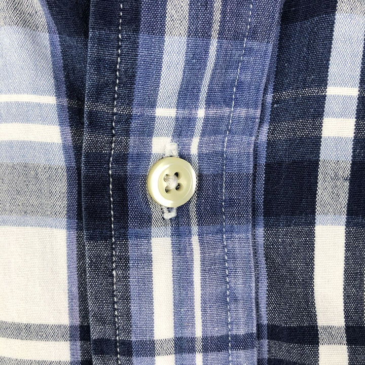 Ralph Lauren BLAIRE short sleeve button down check shirt, men's size L cotton blue type Vintage Second Hand