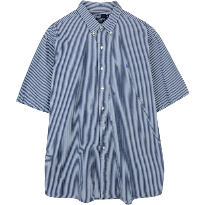 Ralph Lauren POLO by Ralph Lauren ELLINGTON short sleeve button down striped shirt men's XL size cotton blue type Vintage Second Hand