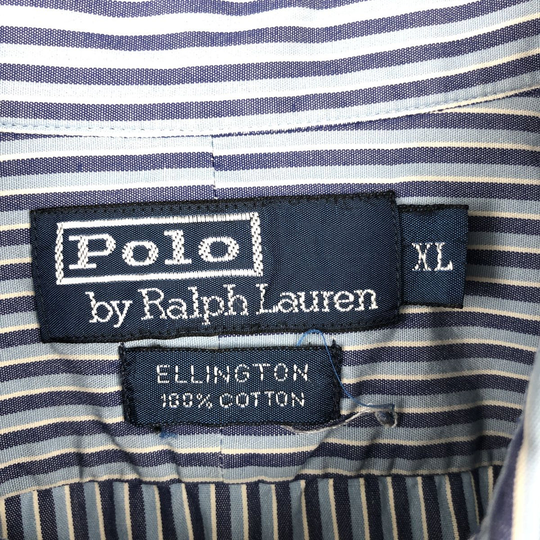Ralph Lauren POLO by Ralph Lauren ELLINGTON short sleeve button down striped shirt men's XL size cotton blue type Vintage Second Hand