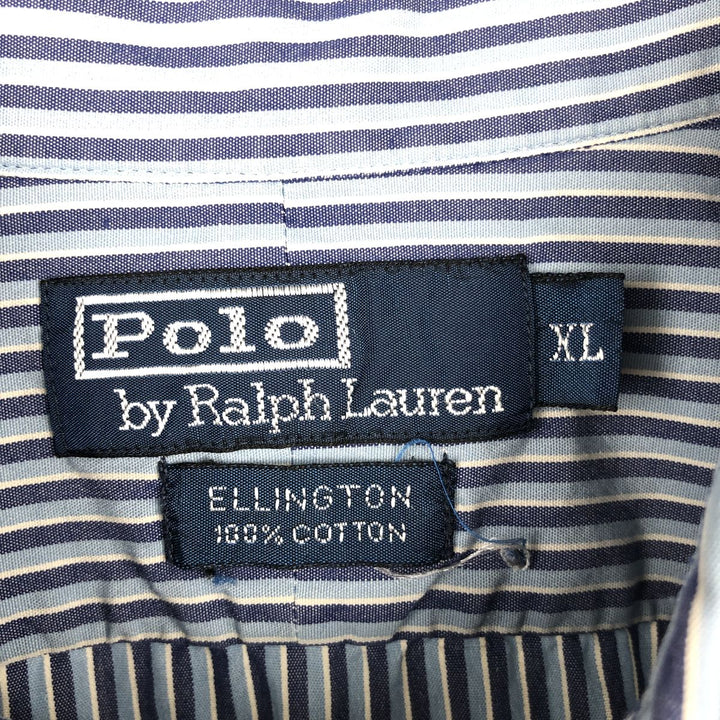 Ralph Lauren POLO by Ralph Lauren ELLINGTON short sleeve button down striped shirt men's XL size cotton blue type Vintage Second Hand