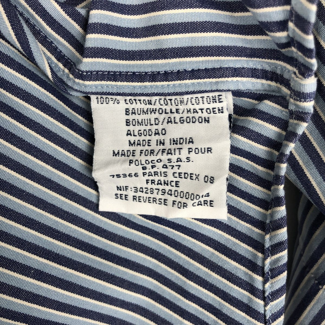 Ralph Lauren POLO by Ralph Lauren ELLINGTON short sleeve button down striped shirt men's XL size cotton blue type Vintage Second Hand