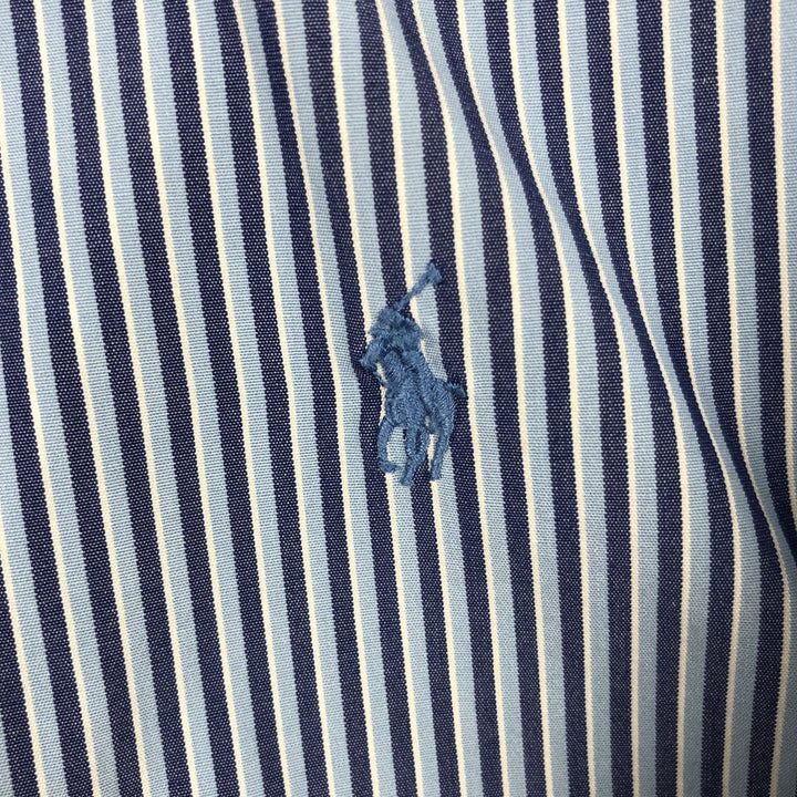 Ralph Lauren POLO by Ralph Lauren ELLINGTON short sleeve button down striped shirt men's XL size cotton blue type Vintage Second Hand