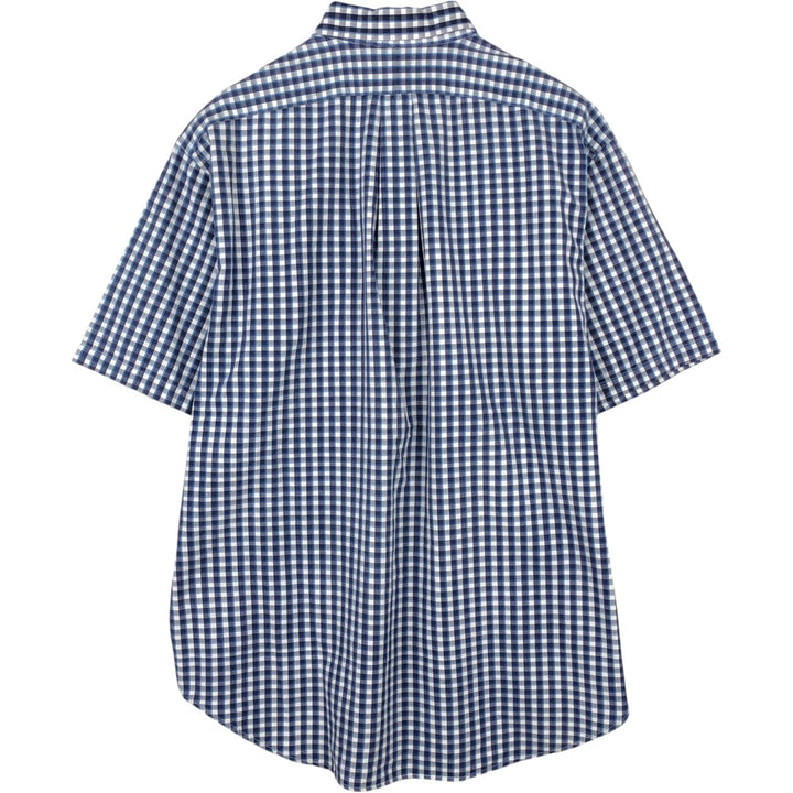 Ralph Lauren BLAIRE short sleeve button down check shirt men's XL size cotton navy blue type Vintage Second Hand