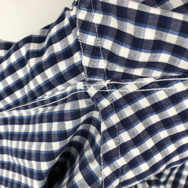 Ralph Lauren BLAIRE short sleeve button down check shirt men's XL size cotton navy blue type Vintage Second Hand