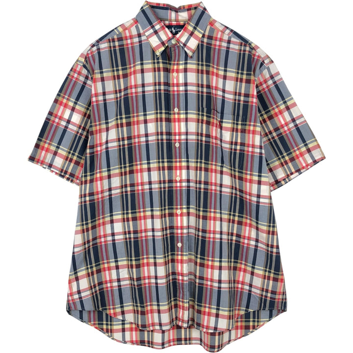 Ralph Lauren BLAKE short sleeve button down check shirt, men's size L cotton red type Vintage Second Hand