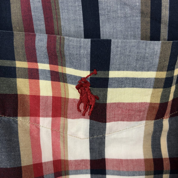 Ralph Lauren BLAKE short sleeve button down check shirt, men's size L cotton red type Vintage Second Hand