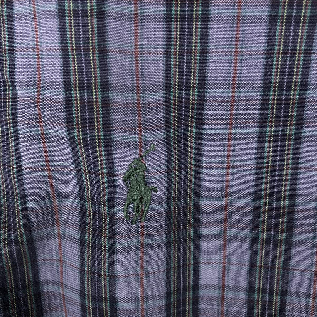 Ralph Lauren BLAKE short sleeve button down check shirt men's XL size cotton navy blue type Vintage Second Hand