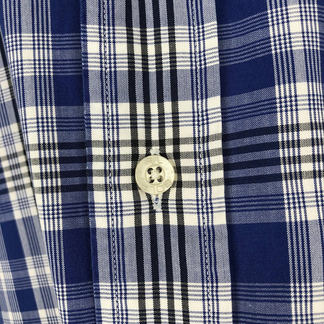 Ralph Lauren Golf Blake Short-Sleeve Button-Down Check Shirt, Men's Size XL (approx.) cotton blue type Vintage Second Hand