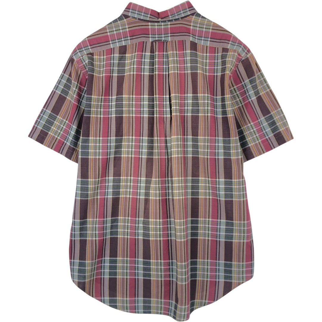 Ralph Lauren Madras Check Short Sleeve Button Down Check Shirt Men's XL cotton burgundy type Vintage Second Hand