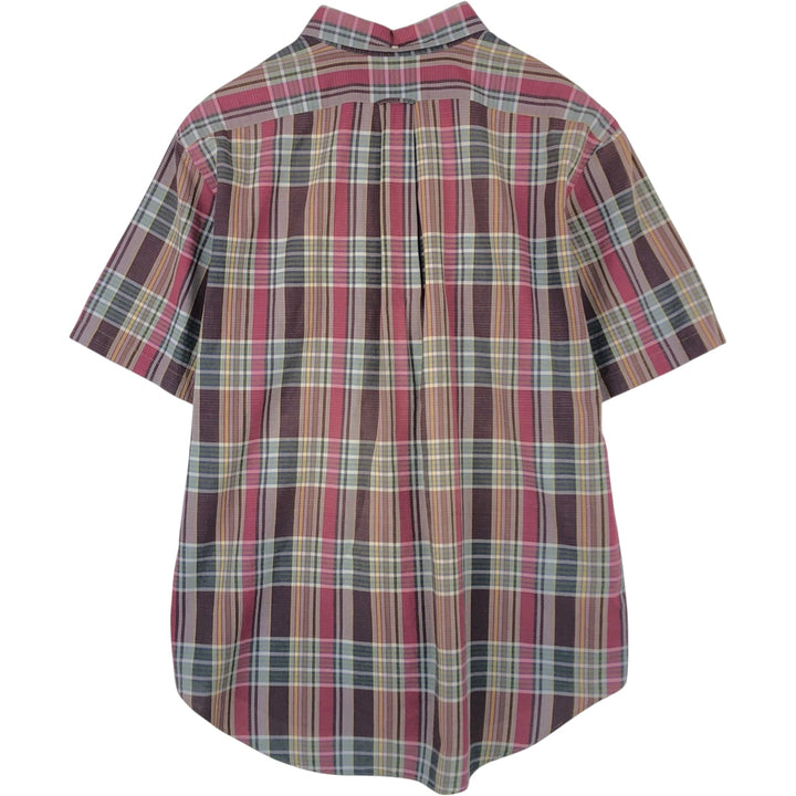 Ralph Lauren Madras Check Short Sleeve Button Down Check Shirt Men's XL cotton burgundy type Vintage Second Hand
