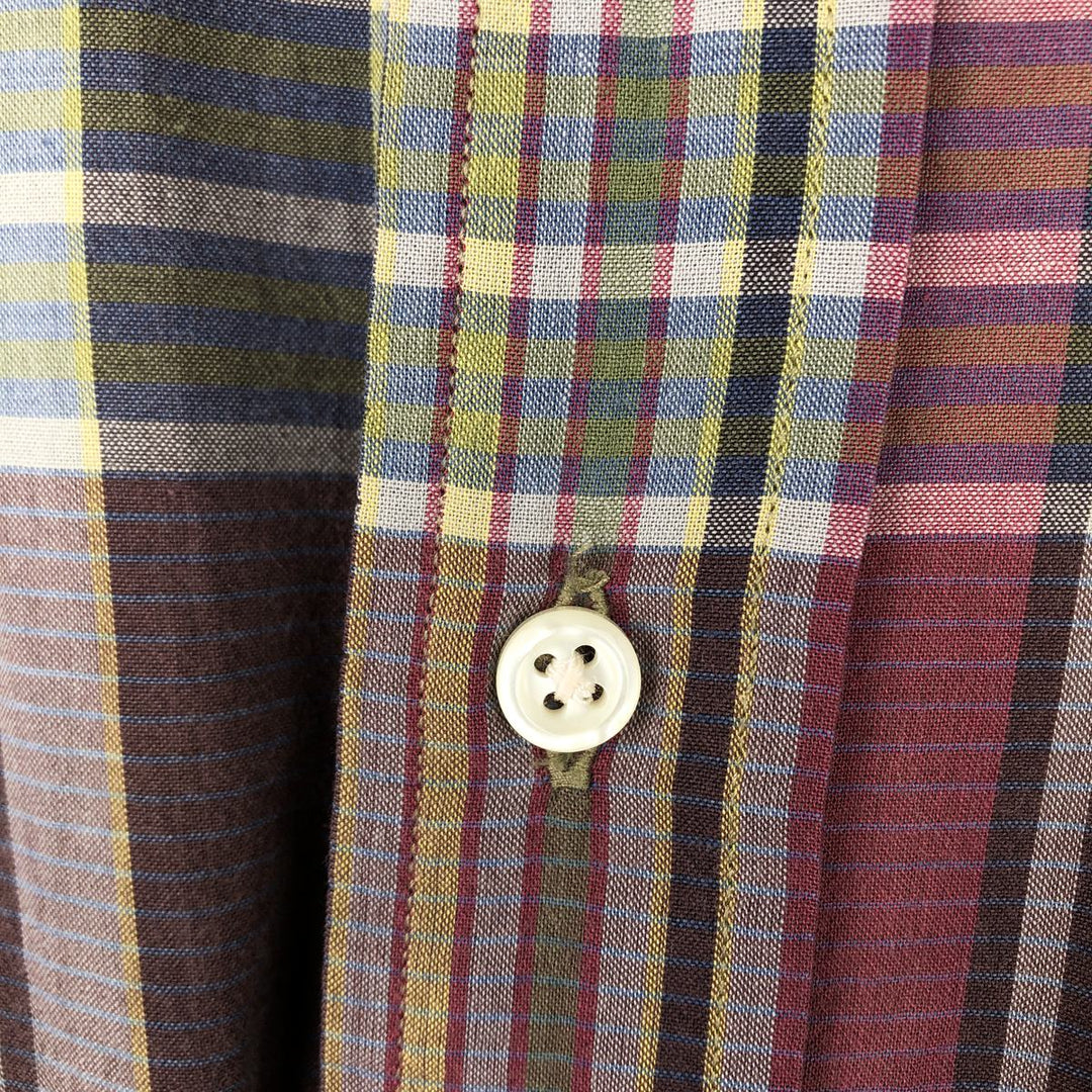 Ralph Lauren Madras Check Short Sleeve Button Down Check Shirt Men's XL cotton burgundy type Vintage Second Hand