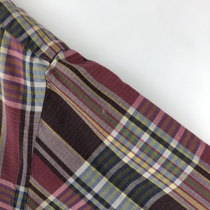 Ralph Lauren Madras Check Short Sleeve Button Down Check Shirt Men's XL cotton burgundy type Vintage Second Hand