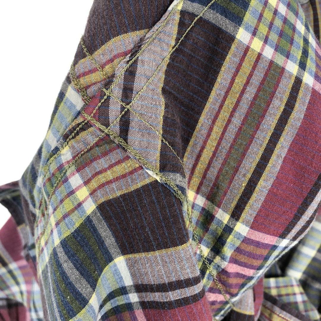 Ralph Lauren Madras Check Short Sleeve Button Down Check Shirt Men's XL cotton burgundy type Vintage Second Hand