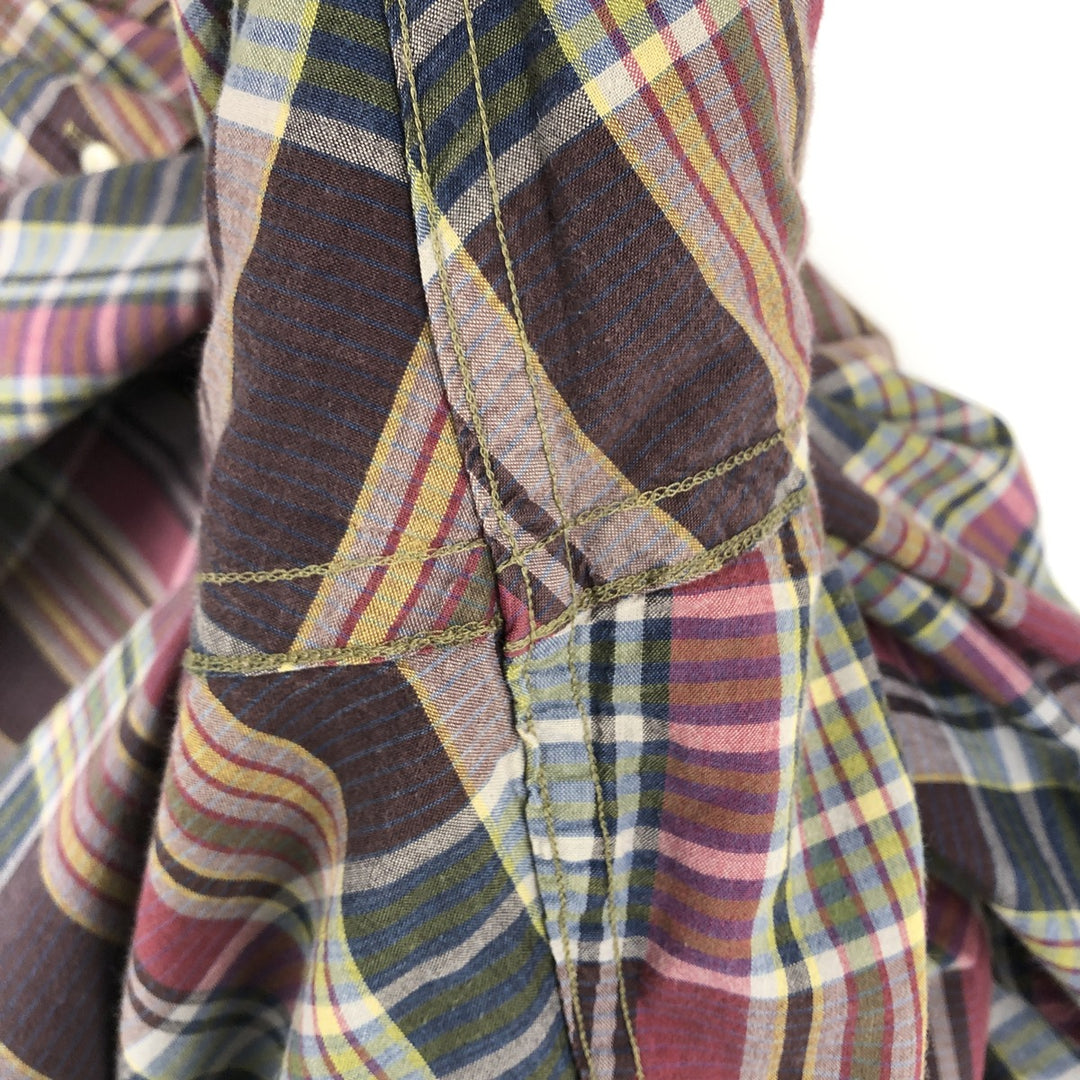Ralph Lauren Madras Check Short Sleeve Button Down Check Shirt Men's XL cotton burgundy type Vintage Second Hand
