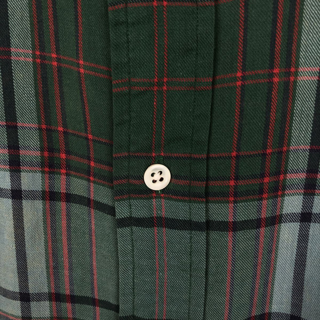 Ralph Lauren short sleeve button down check shirt, men's size M cotton Khaki type sage green Vintage Second Hand
