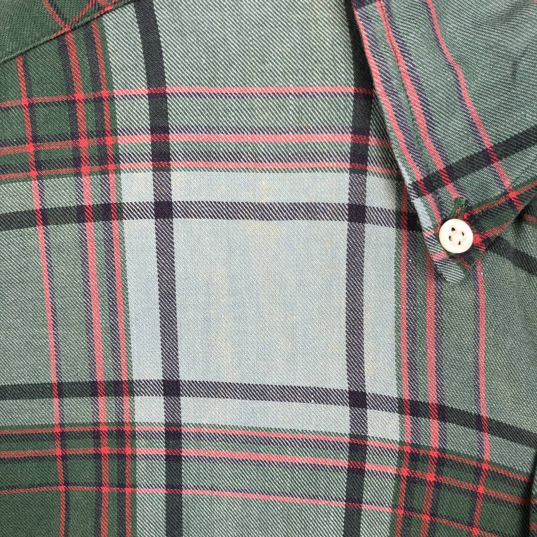 Ralph Lauren short sleeve button down check shirt, men's size M cotton Khaki type sage green Vintage Second Hand