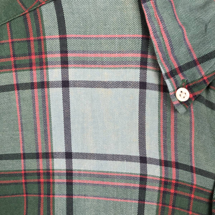 Ralph Lauren short sleeve button down check shirt, men's size M cotton Khaki type sage green Vintage Second Hand