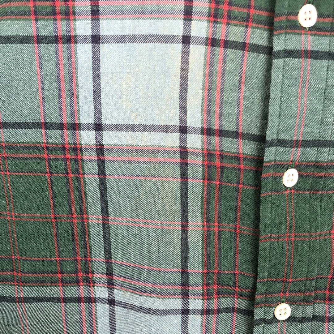 Ralph Lauren short sleeve button down check shirt, men's size M cotton Khaki type sage green Vintage Second Hand