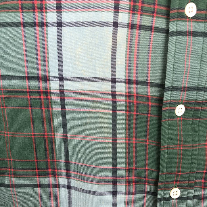 Ralph Lauren short sleeve button down check shirt, men's size M cotton Khaki type sage green Vintage Second Hand