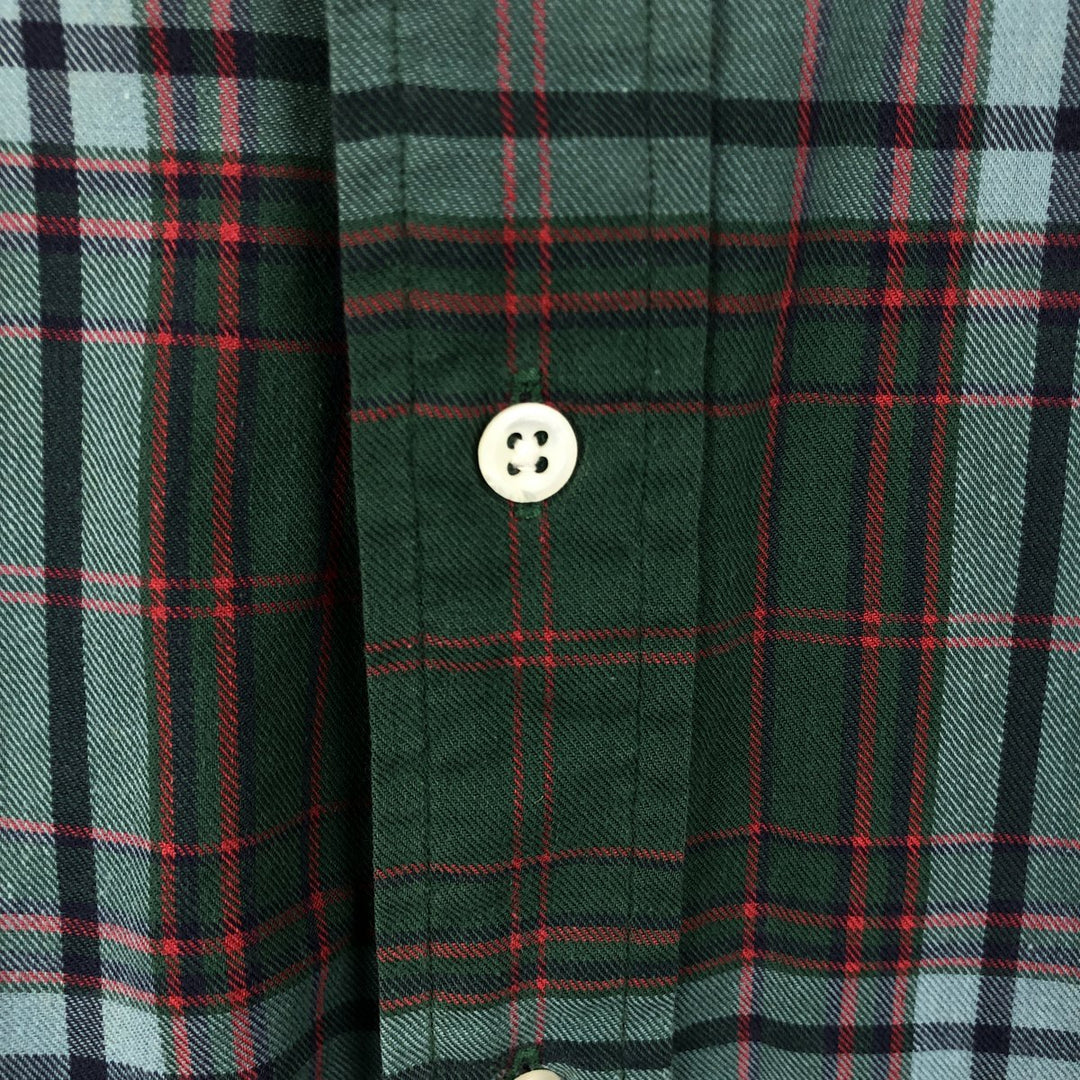 Ralph Lauren short sleeve button down check shirt, men's size M cotton Khaki type sage green Vintage Second Hand
