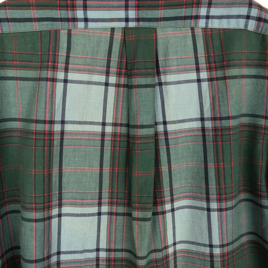 Ralph Lauren short sleeve button down check shirt, men's size M cotton Khaki type sage green Vintage Second Hand