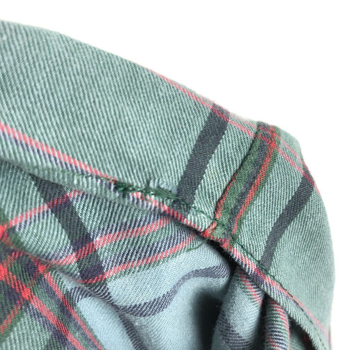Ralph Lauren short sleeve button down check shirt, men's size M cotton Khaki type sage green Vintage Second Hand