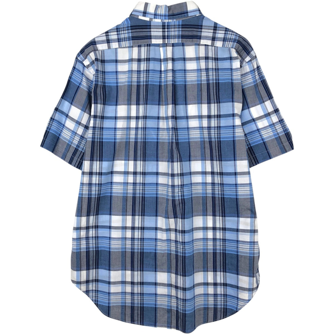 Ralph Lauren Classic Fit short sleeve button down check shirt, men's size L cotton Blue type light blue Vintage Second Hand