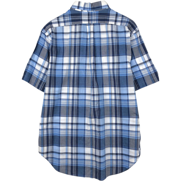 Ralph Lauren Classic Fit short sleeve button down check shirt, men's size L cotton Blue type light blue Vintage Second Hand