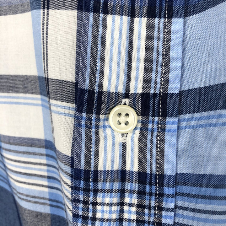 Ralph Lauren Classic Fit short sleeve button down check shirt, men's size L cotton Blue type light blue Vintage Second Hand