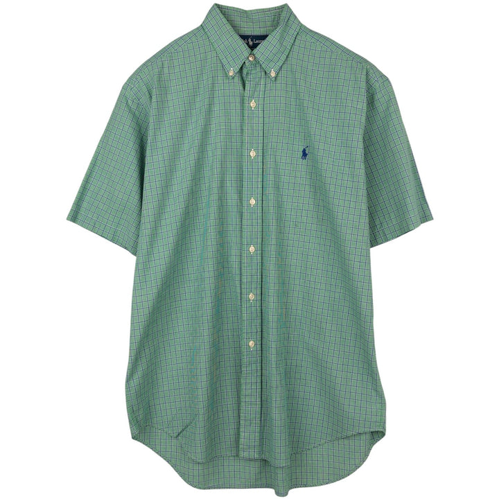 Ralph Lauren BLAKE short sleeve button down check shirt, men's size M cotton green type Vintage Second Hand