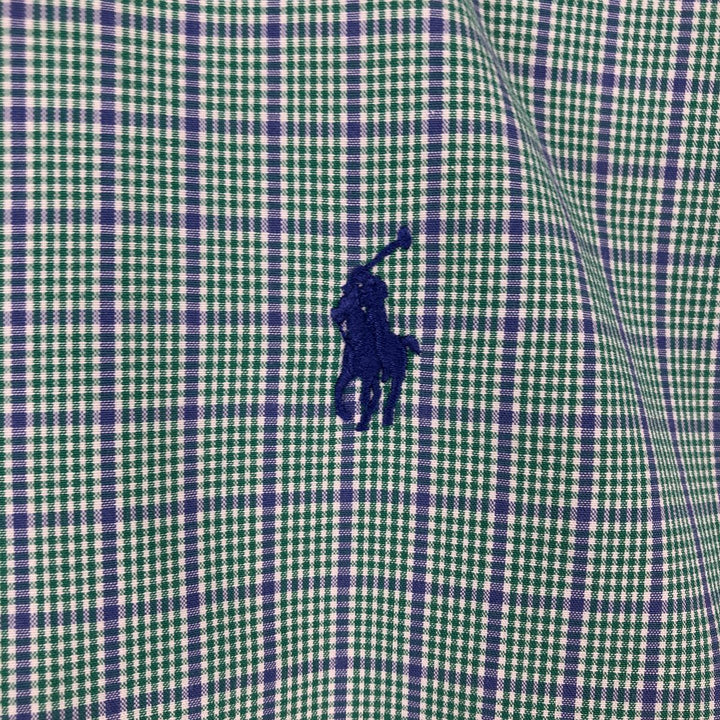 Ralph Lauren BLAKE short sleeve button down check shirt, men's size M cotton green type Vintage Second Hand