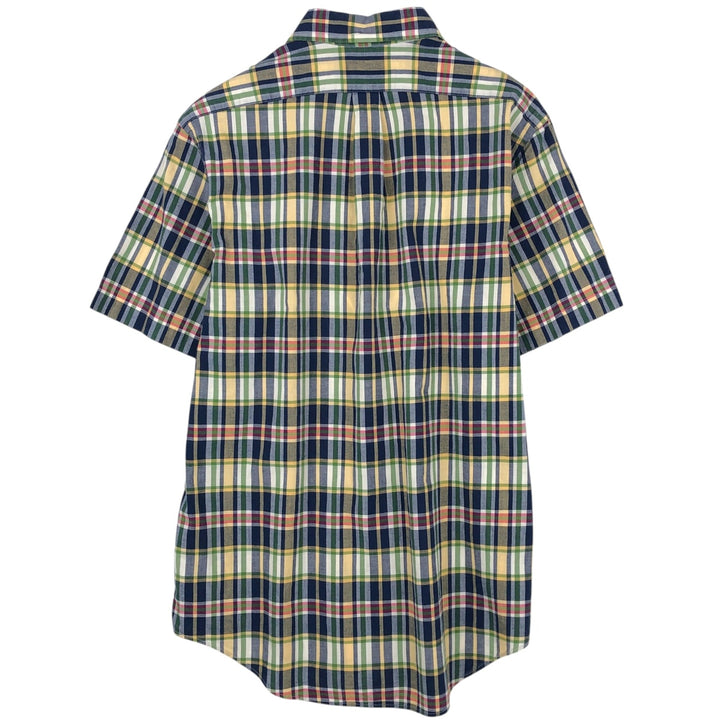 Ralph Lauren Madras check short-sleeved button-down shirt, men's size L (approx.) cotton yellow type Vintage Second Hand