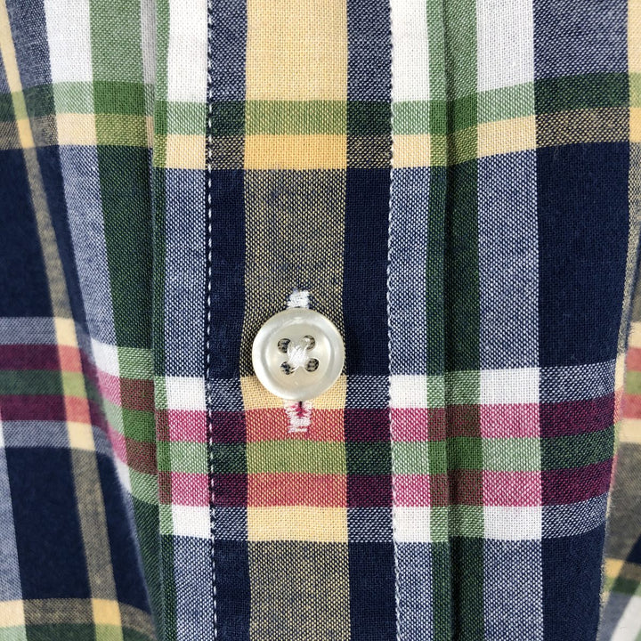 Ralph Lauren Madras check short-sleeved button-down shirt, men's size L (approx.) cotton yellow type Vintage Second Hand